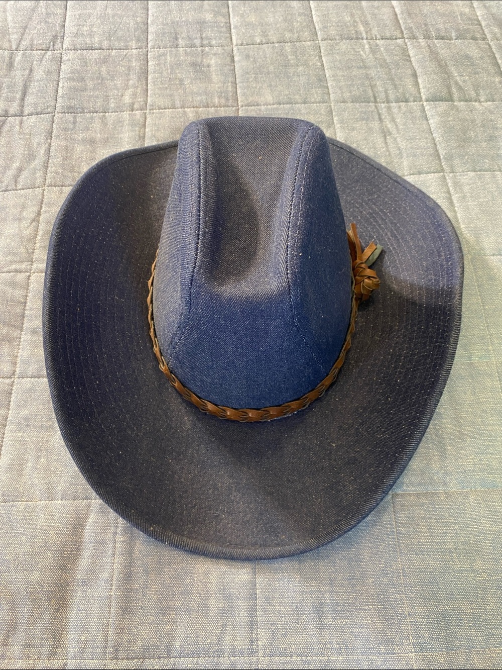 Men’s Vintage  G.T. Lanning Denim Western Hat with Brown Braided Band